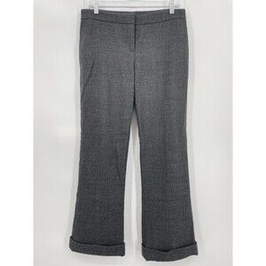 THEORY Yadie Gray Virgin Wool Wide Leg Trouser Slacks Size 8